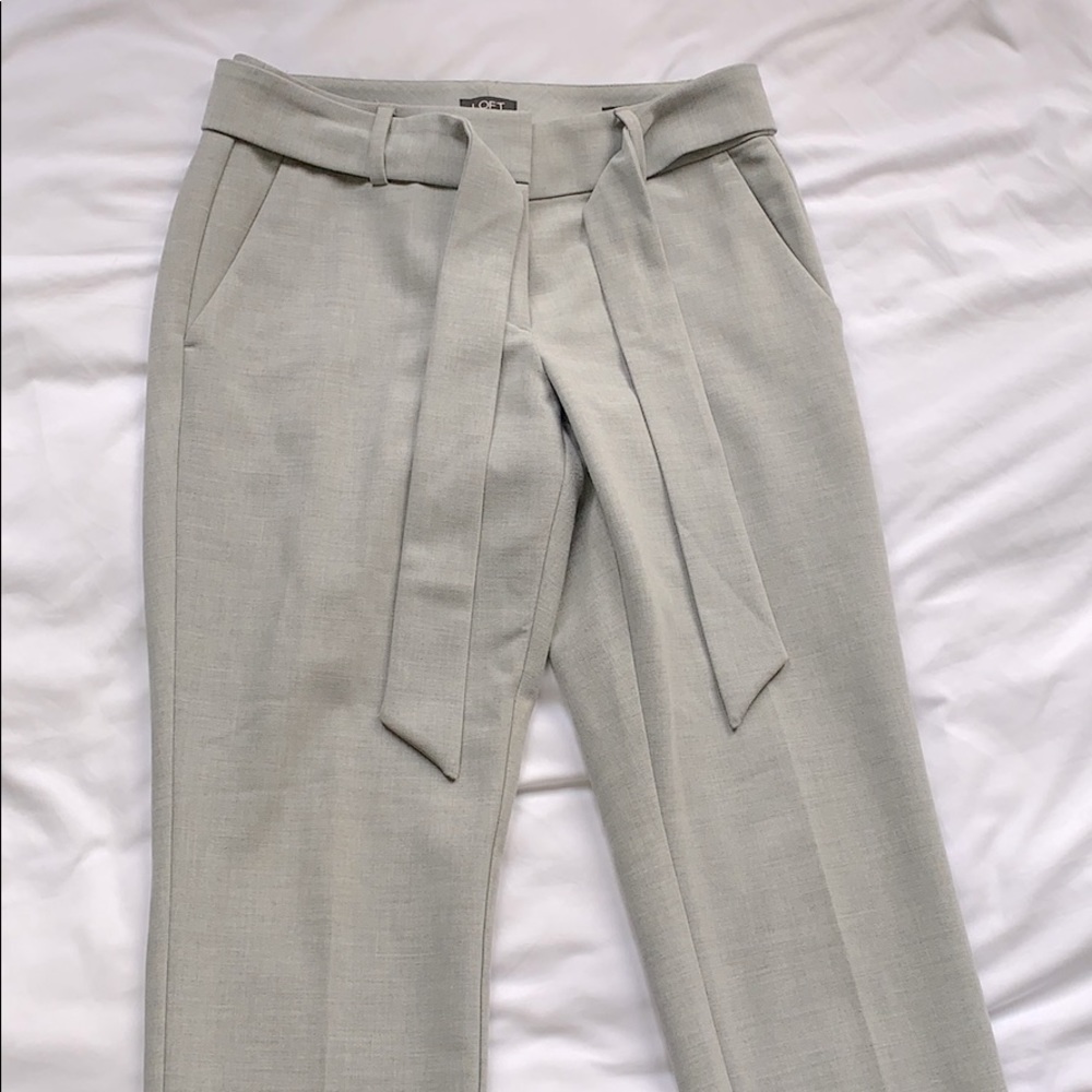 LOFT Grey work pants with matching belt